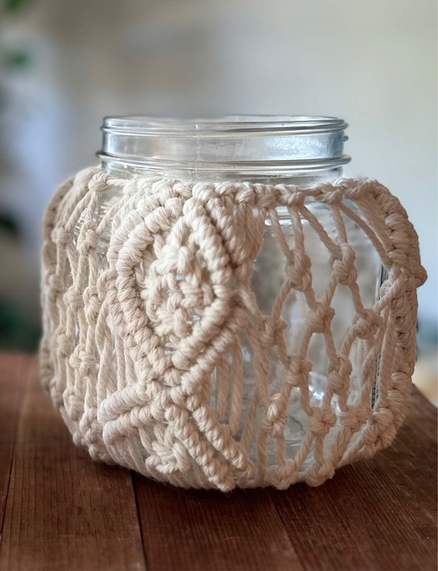 MACRAME LANTERN • Medium Square (single) + free pillar candle