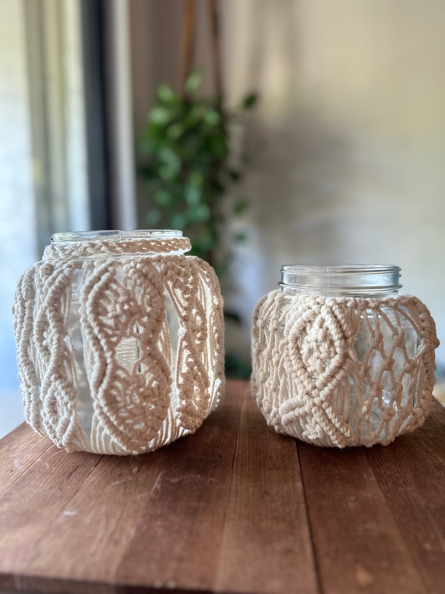 MACRAME LANTERN • Medium Square (single) + free pillar candle