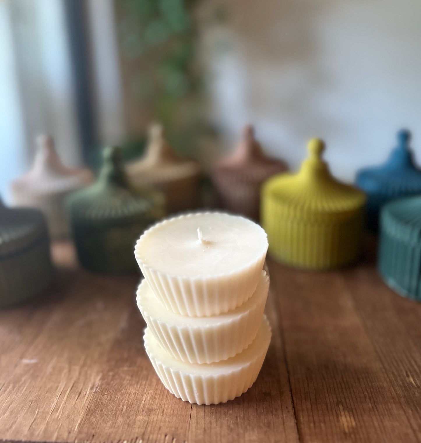 GREEN Marble •Ceramic candle/storage jar with lid and matching tray •FREE x3 soy wax candle refills- Vanilla & Citrus
